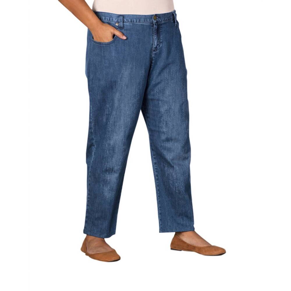 NEW ON THE PLUS SIDE plus size premium wide leg five pocket denim jeans in mediu